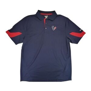 Reebok Houston Texans NFL Navy Red Logo Polo Shirt Mens M